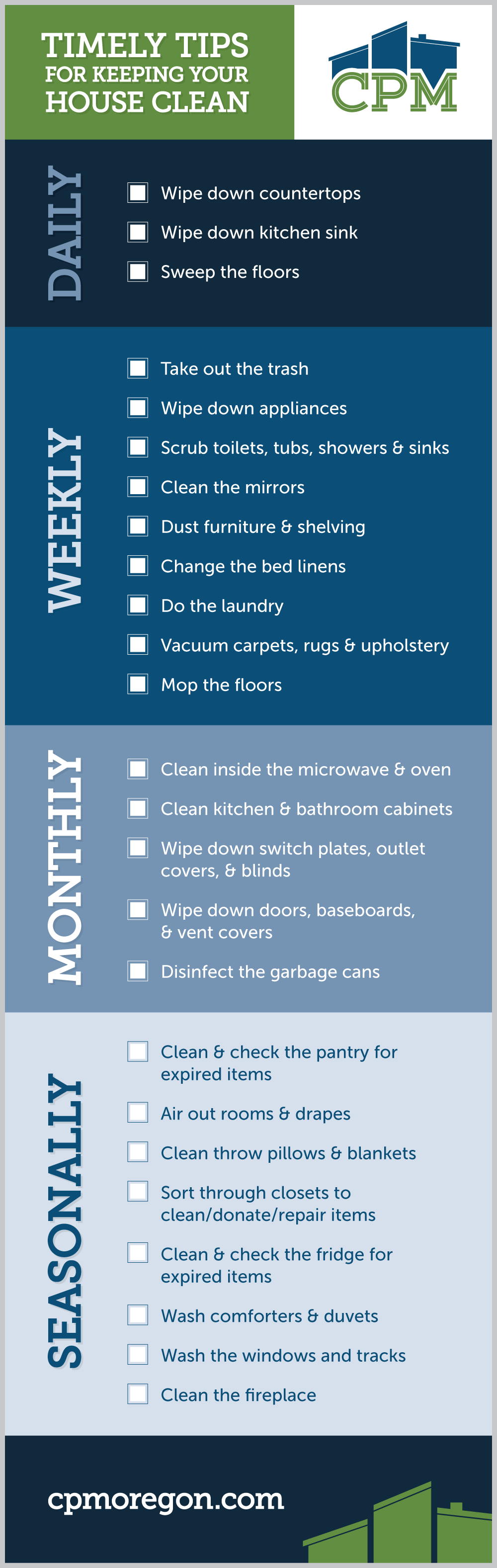 CPM - Timely Tips for Keeping Your House Clean